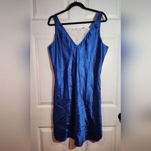 Sleep Solutions Elegant Blue And White Lace Trim Women's Sleepwear Nightgown 1X